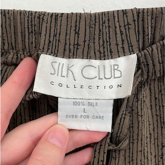 Silk Club Collection 100% Silk Drawstring Pull-on Loose Flowy Pants - Large - Picture 8 of 11